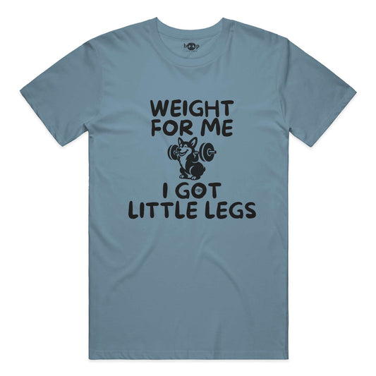 Funny dog owner t-shirt with sarcastic humor -Weight for Me I Got Little Legs - Cotton T