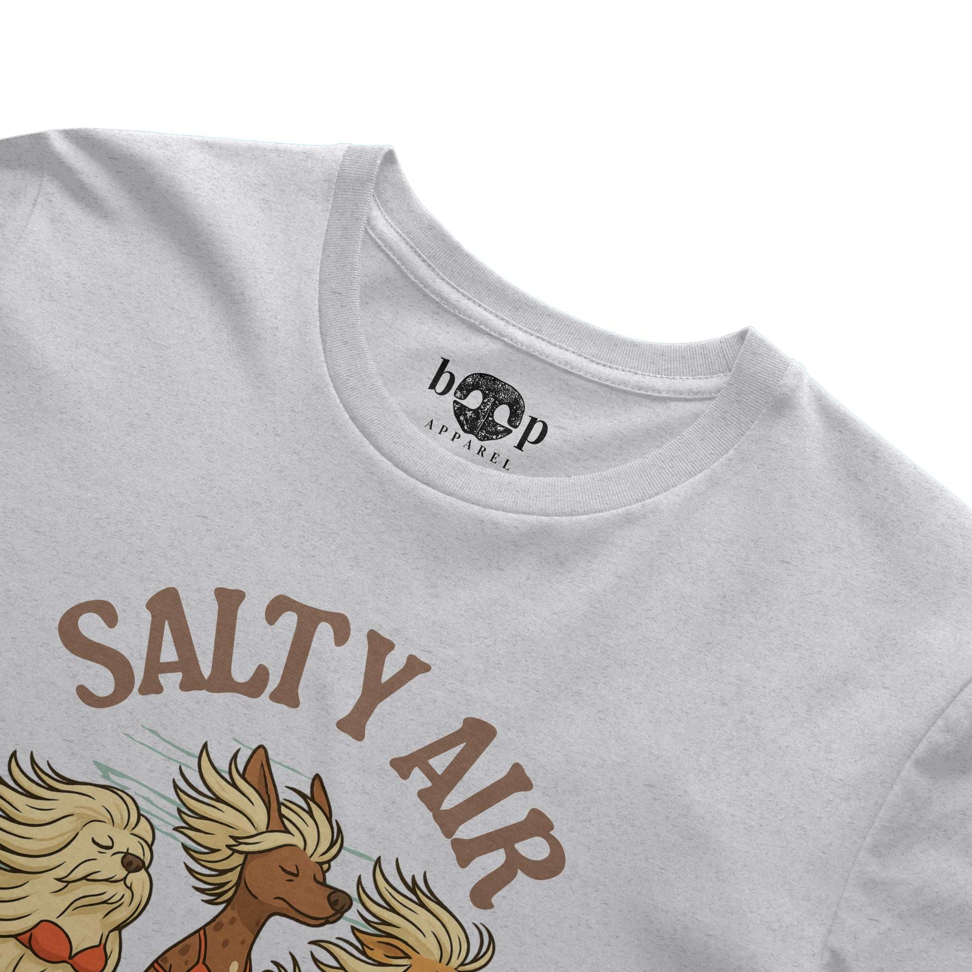 Funny dog owner t-shirt with sarcastic humor -Salty Air and Dog Hair - Heather T