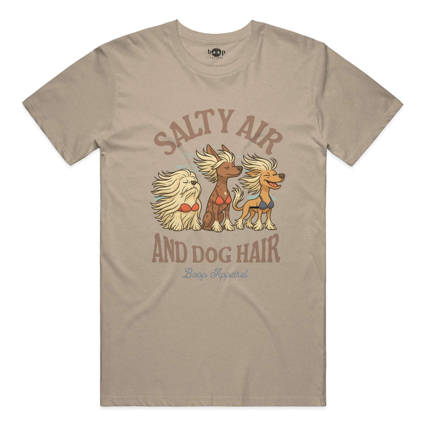 Funny dog owner t-shirt with sarcastic humor -Salty Air and Dog Hair - Heather T