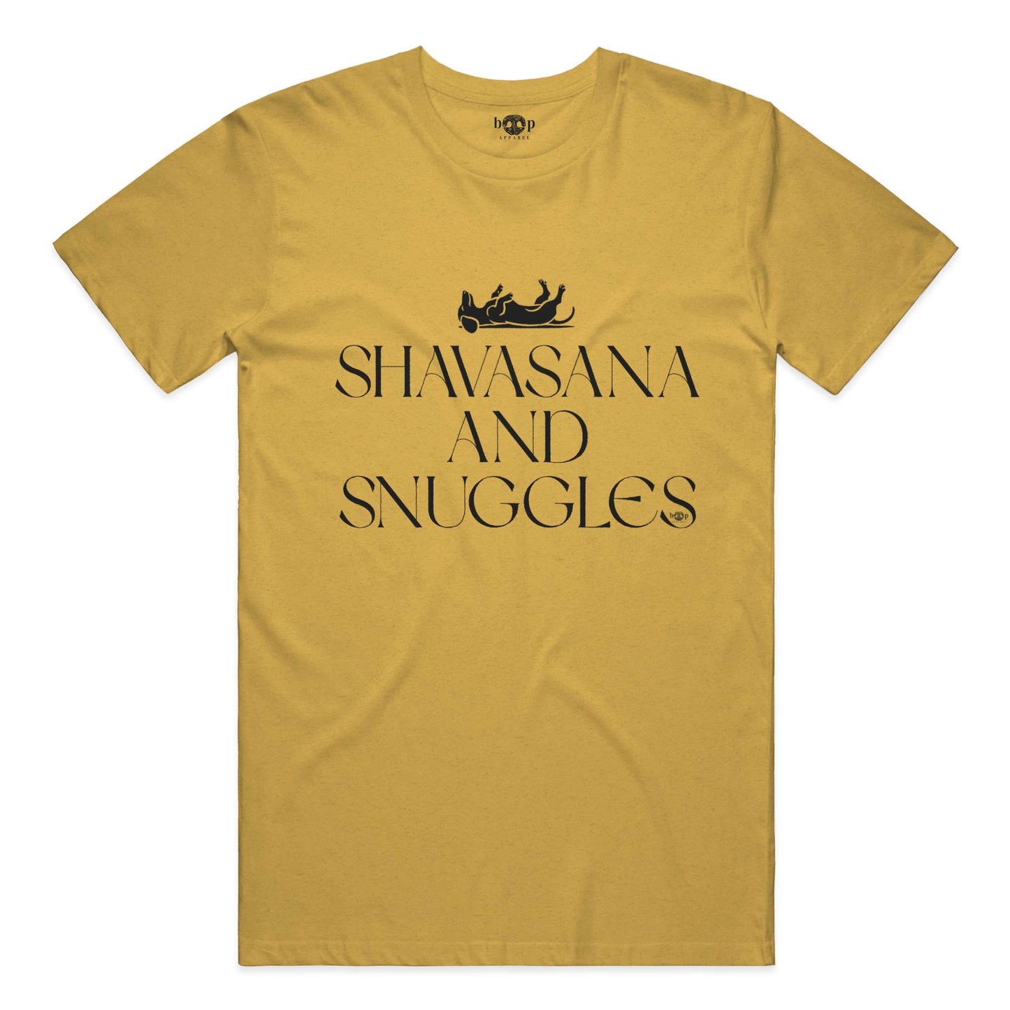 Funny dog owner t-shirt with sarcastic humor -Shavasana and Snuggles - Heather T