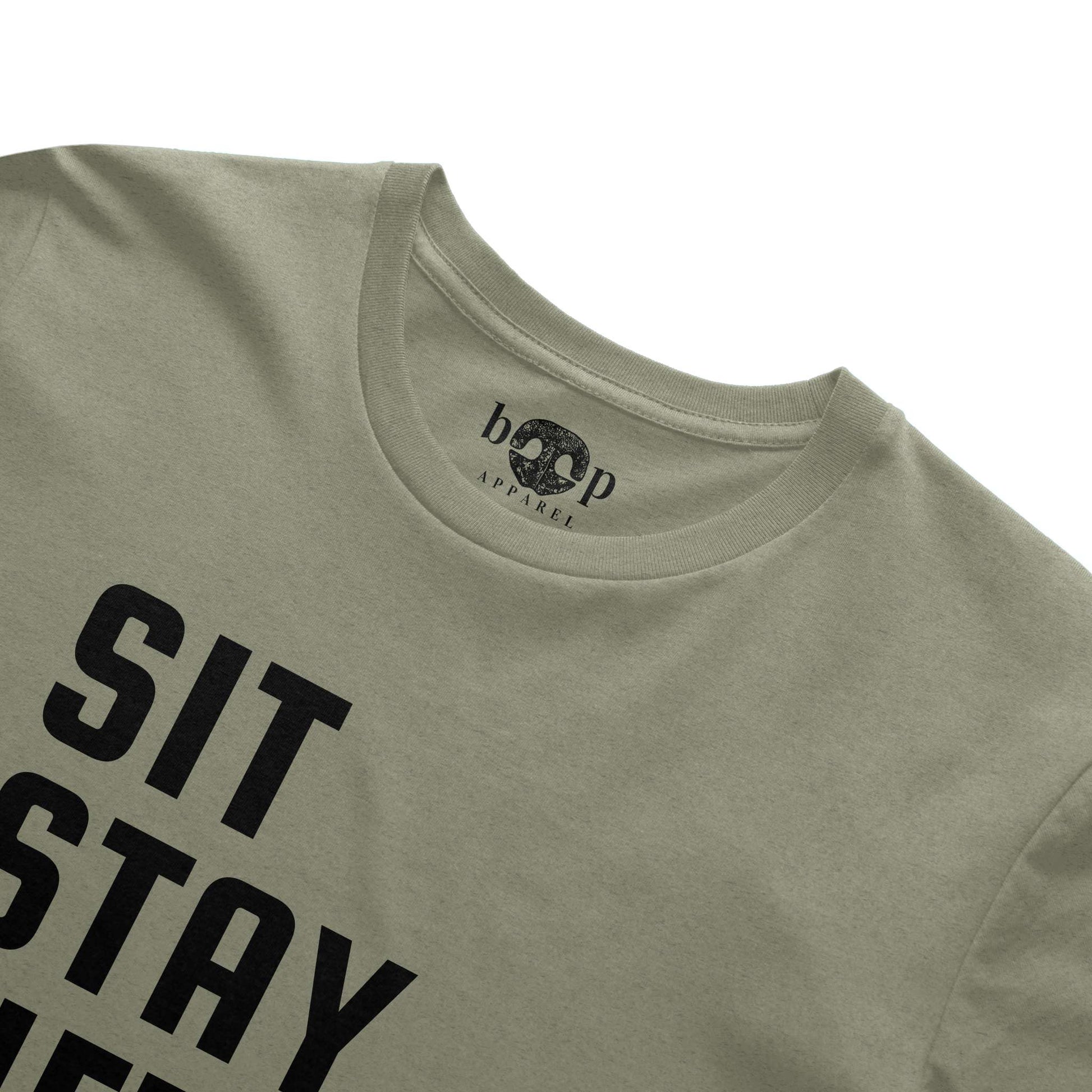 Funny dog owner t-shirt with sarcastic humor -Sit, Stay, Lift, Repeat - Heather T