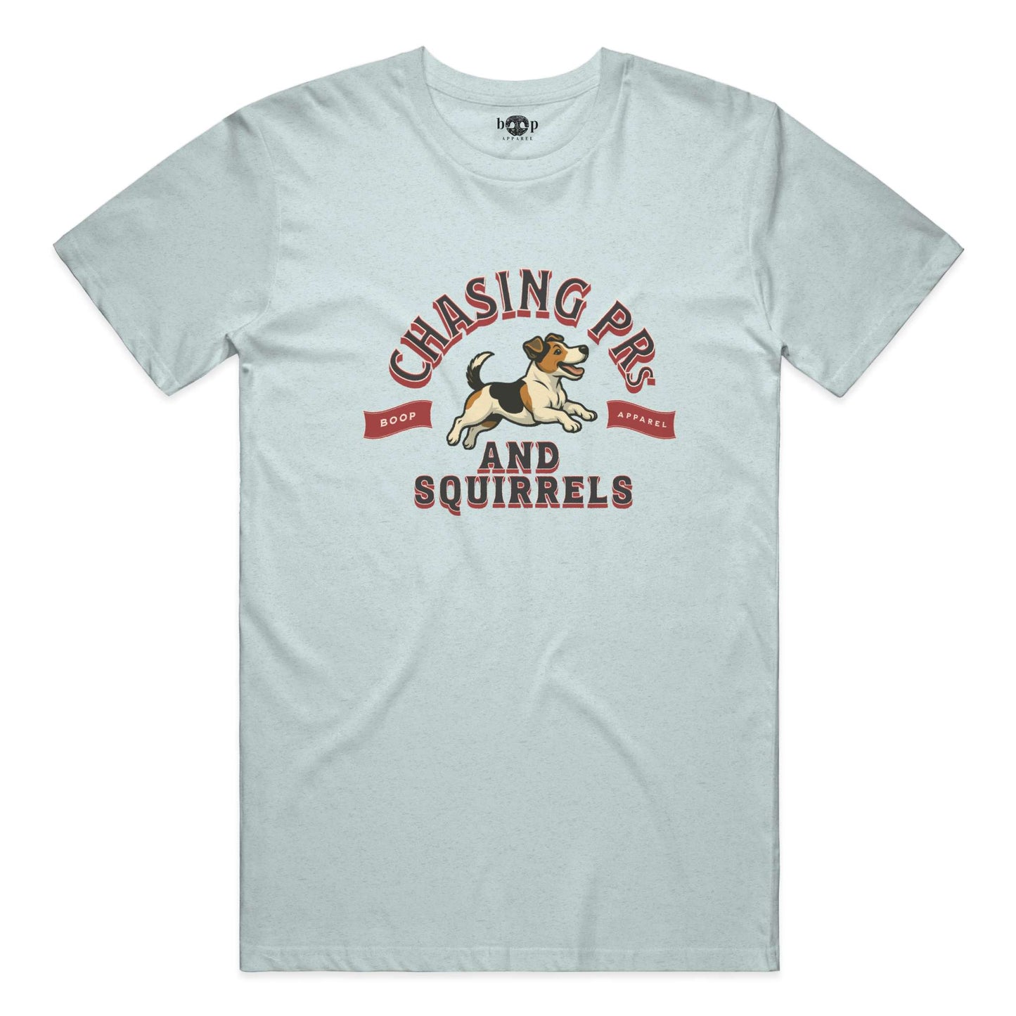 Funny dog owner t-shirt with sarcastic humor -Chasing PRs and Squirrels - Triblend T