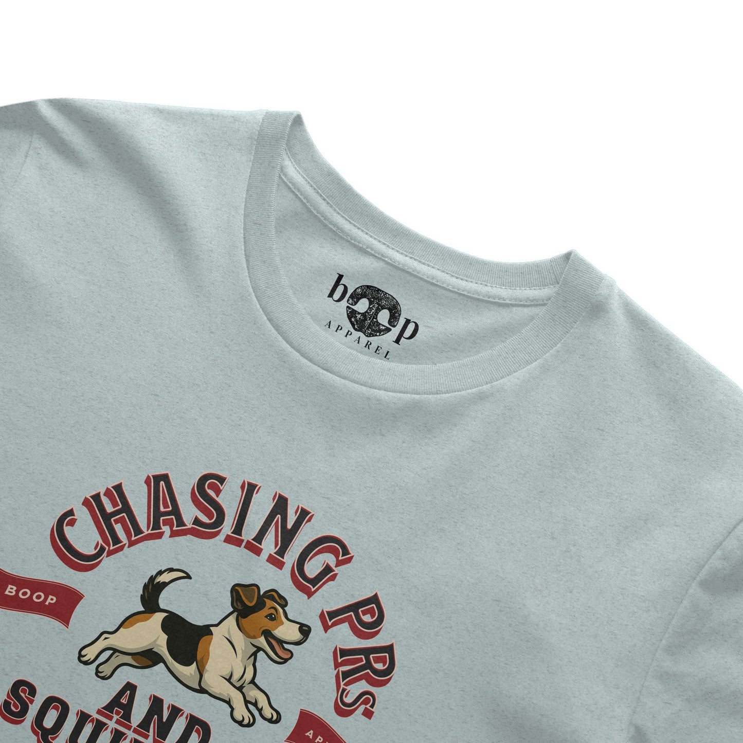 Funny dog owner t-shirt with sarcastic humor -Chasing PRs and Squirrels - Triblend T