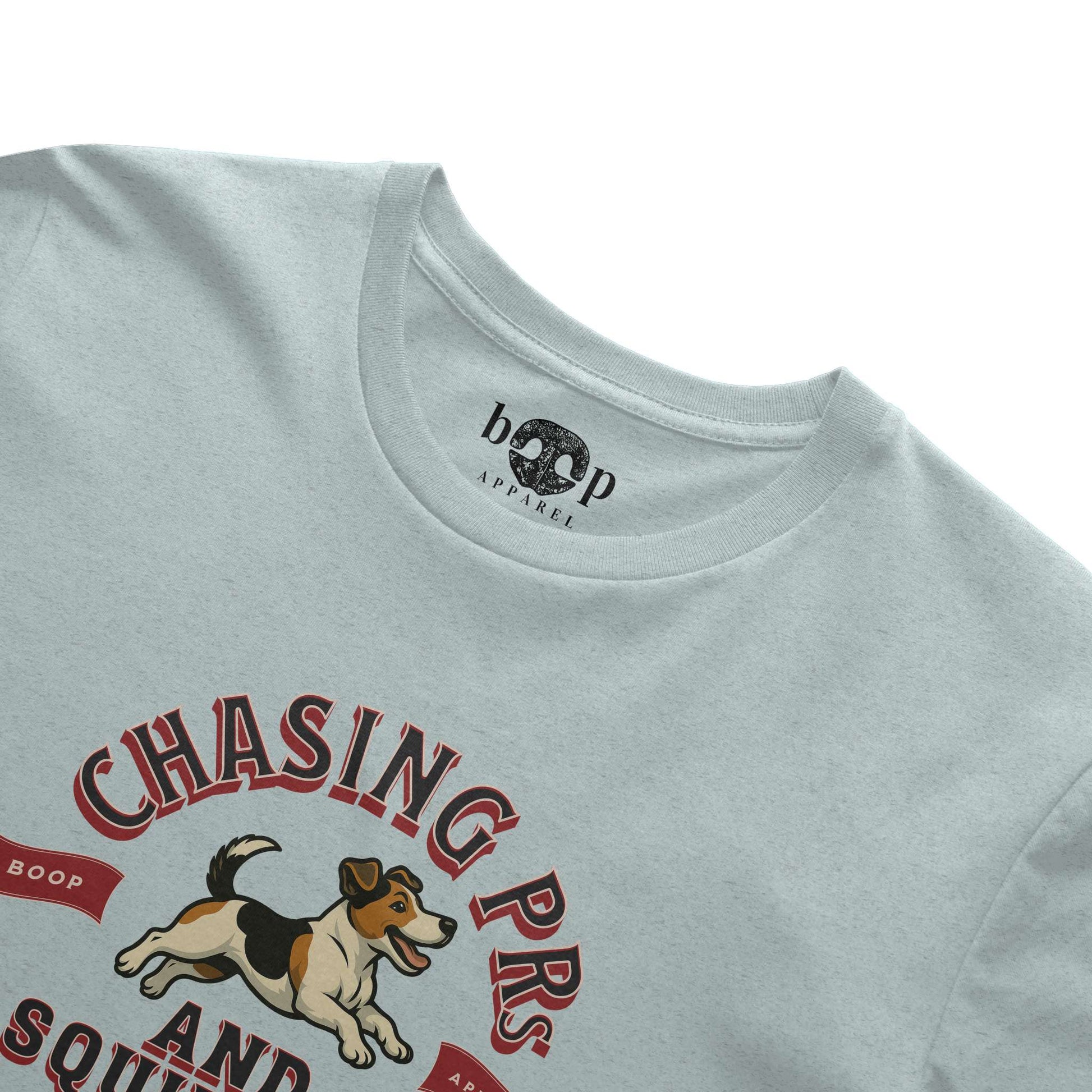 Funny dog owner t-shirt with sarcastic humor -Chasing PRs and Squirrels - Triblend T