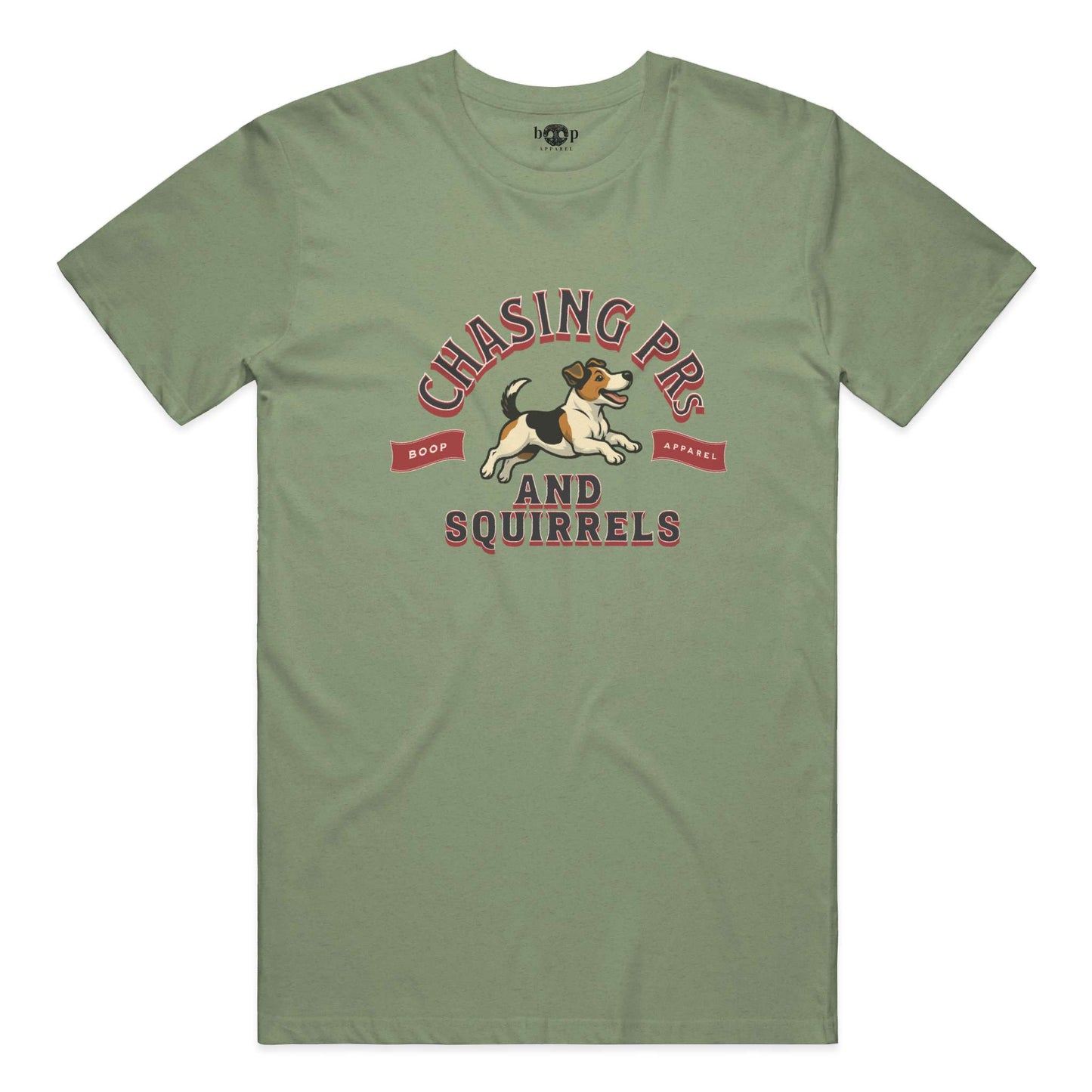 Funny dog owner t-shirt with sarcastic humor -Chasing PRs and Squirrels - Triblend T
