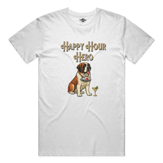 Funny dog owner t-shirt with sarcastic humor -Happy Hour Hero - Triblend T