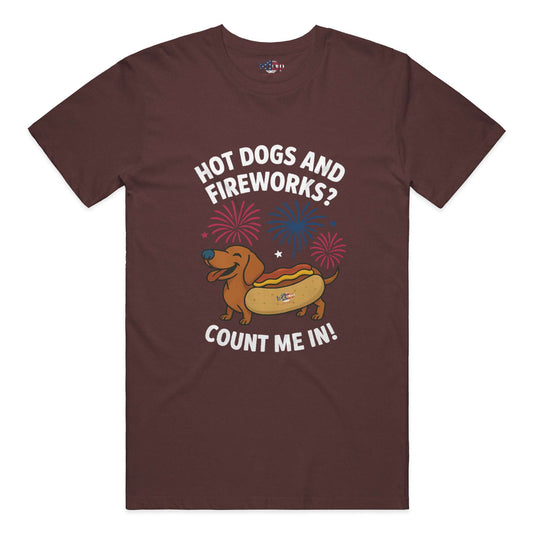 Funny dog owner t-shirt with sarcastic humor -Hot Dogs and Fireworks - Triblend T