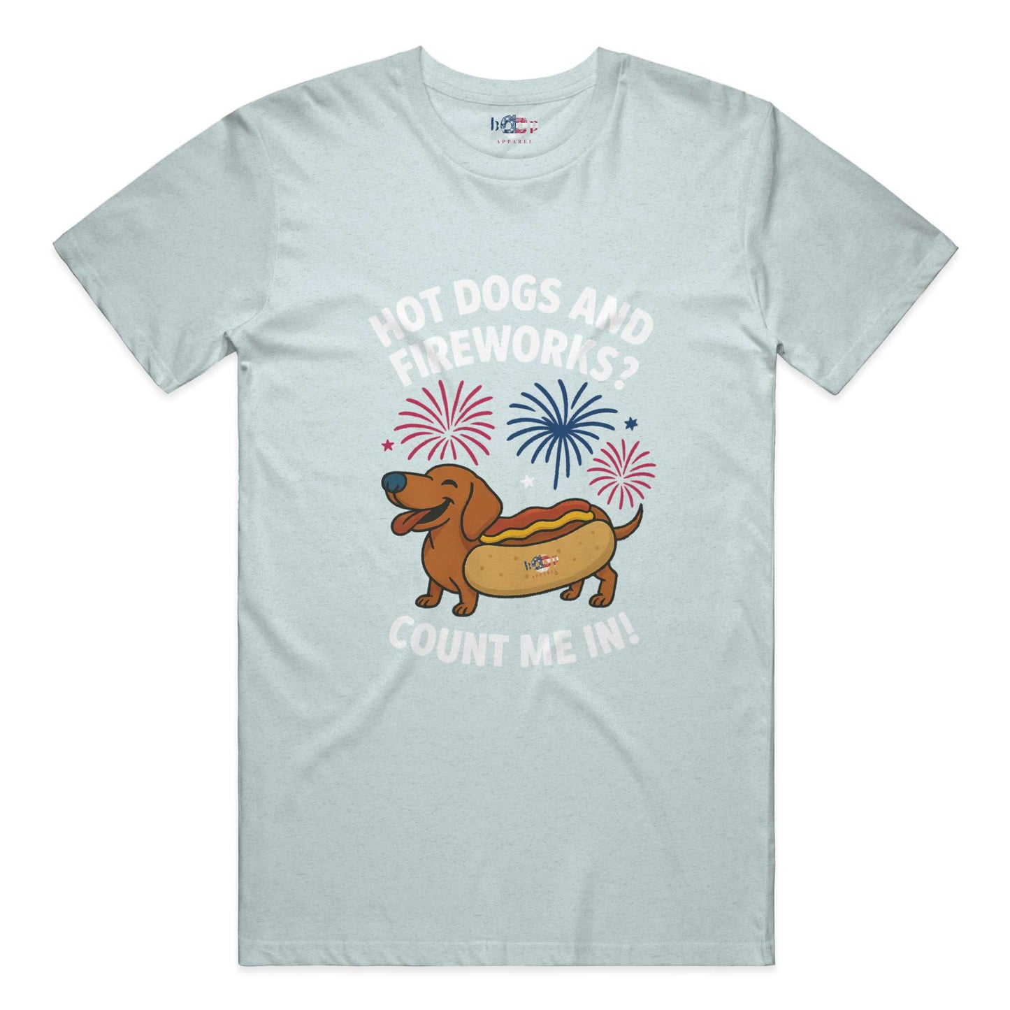 Funny dog owner t-shirt with sarcastic humor -Hot Dogs and Fireworks - Triblend T