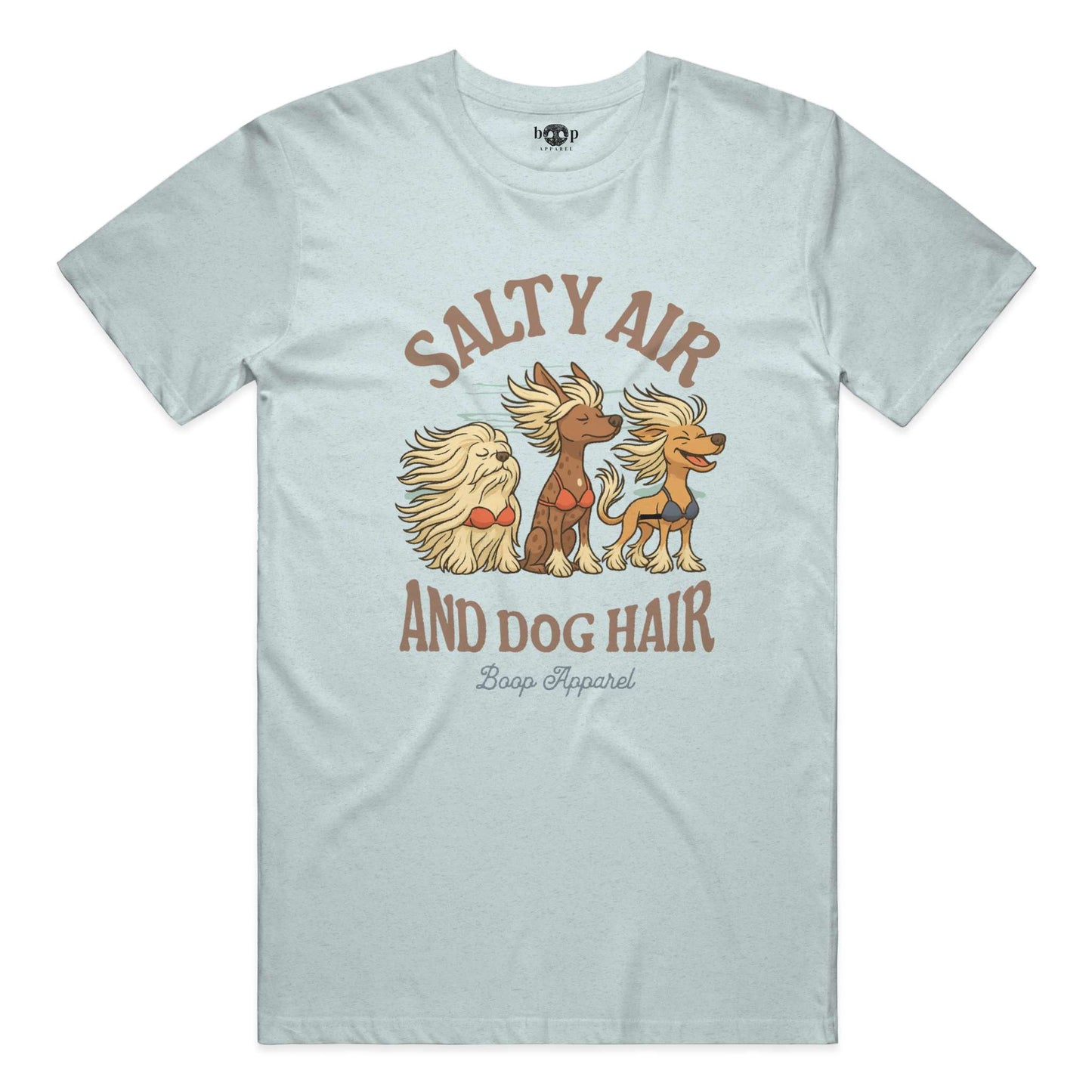 Funny dog owner t-shirt with sarcastic humor -Salty Air and Dog Hair - Triblend T