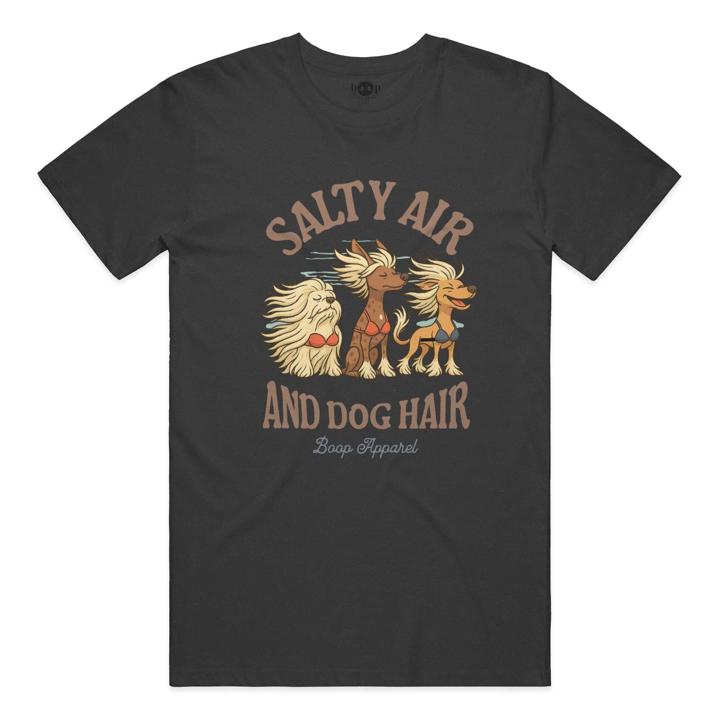 Funny dog owner t-shirt with sarcastic humor -Salty Air and Dog Hair - Triblend T