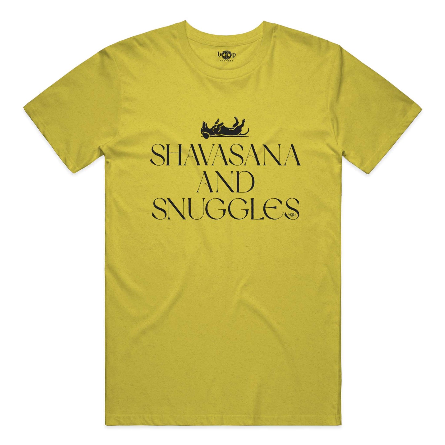 Funny dog owner t-shirt with sarcastic humor -Shavasana and Snuggles - Triblend T