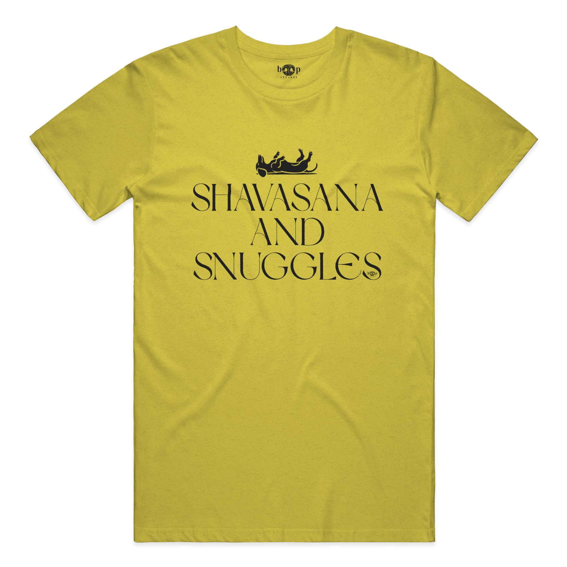 Funny dog owner t-shirt with sarcastic humor -Shavasana and Snuggles - Triblend T