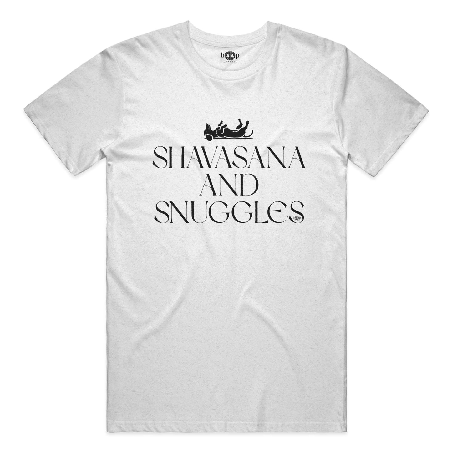 Funny dog owner t-shirt with sarcastic humor -Shavasana and Snuggles - Triblend T