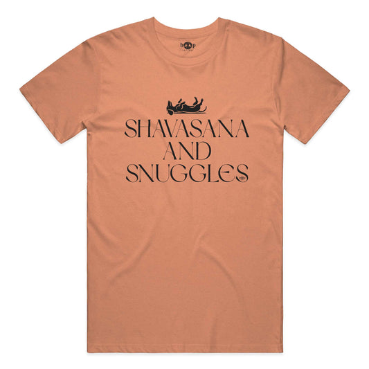 Funny dog owner t-shirt with sarcastic humor -Shavasana and Snuggles - Triblend T