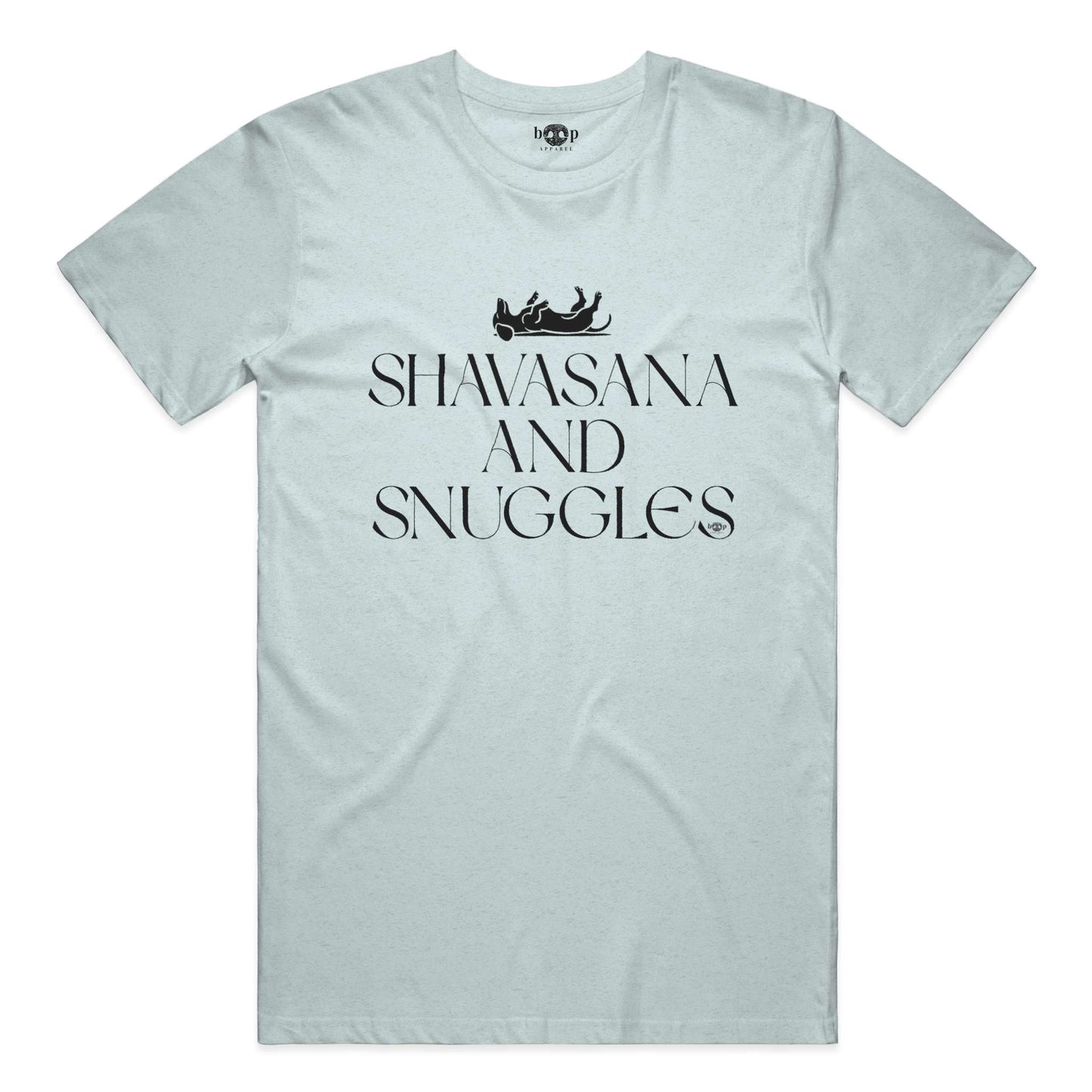 Funny dog owner t-shirt with sarcastic humor -Shavasana and Snuggles - Triblend T
