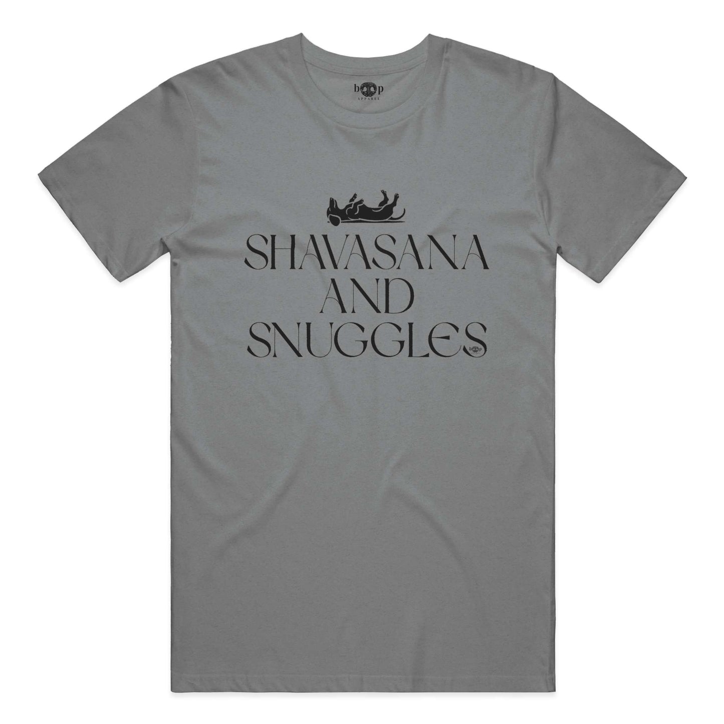 Funny dog owner t-shirt with sarcastic humor -Shavasana and Snuggles - Triblend T