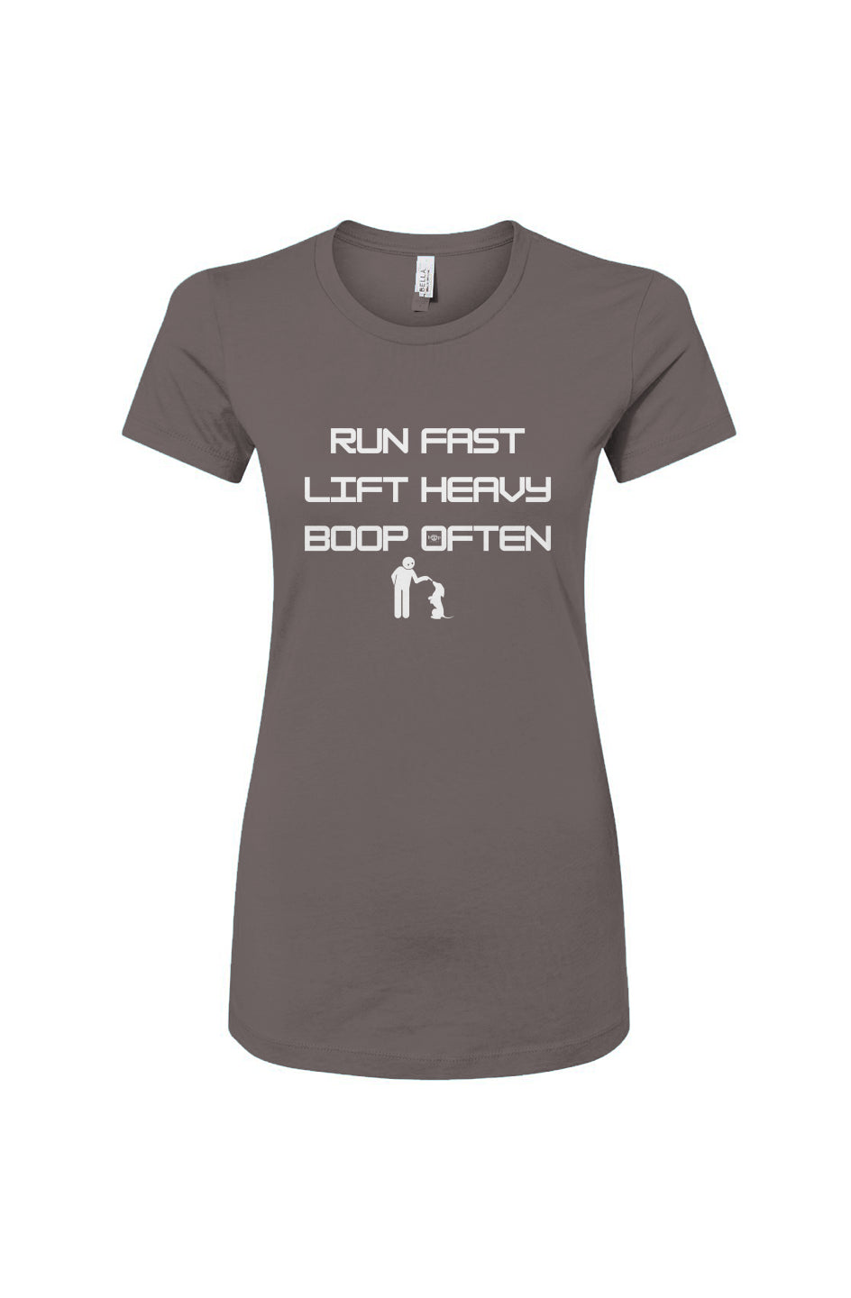 Funny dog owner t-shirt with sarcastic humor -Run Fast. Lift Heavy. Boop Often. - Women's T