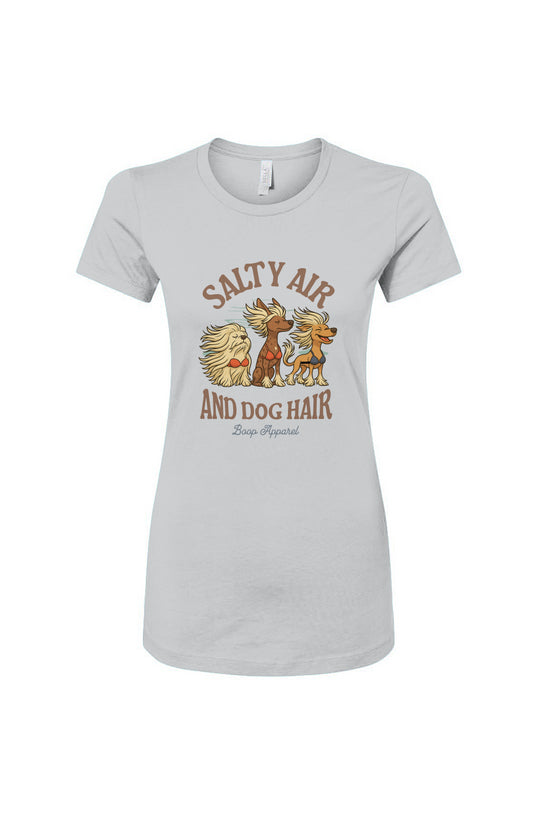 Funny dog owner t-shirt with sarcastic humor -Salty Air and Dog Hair - Women's T