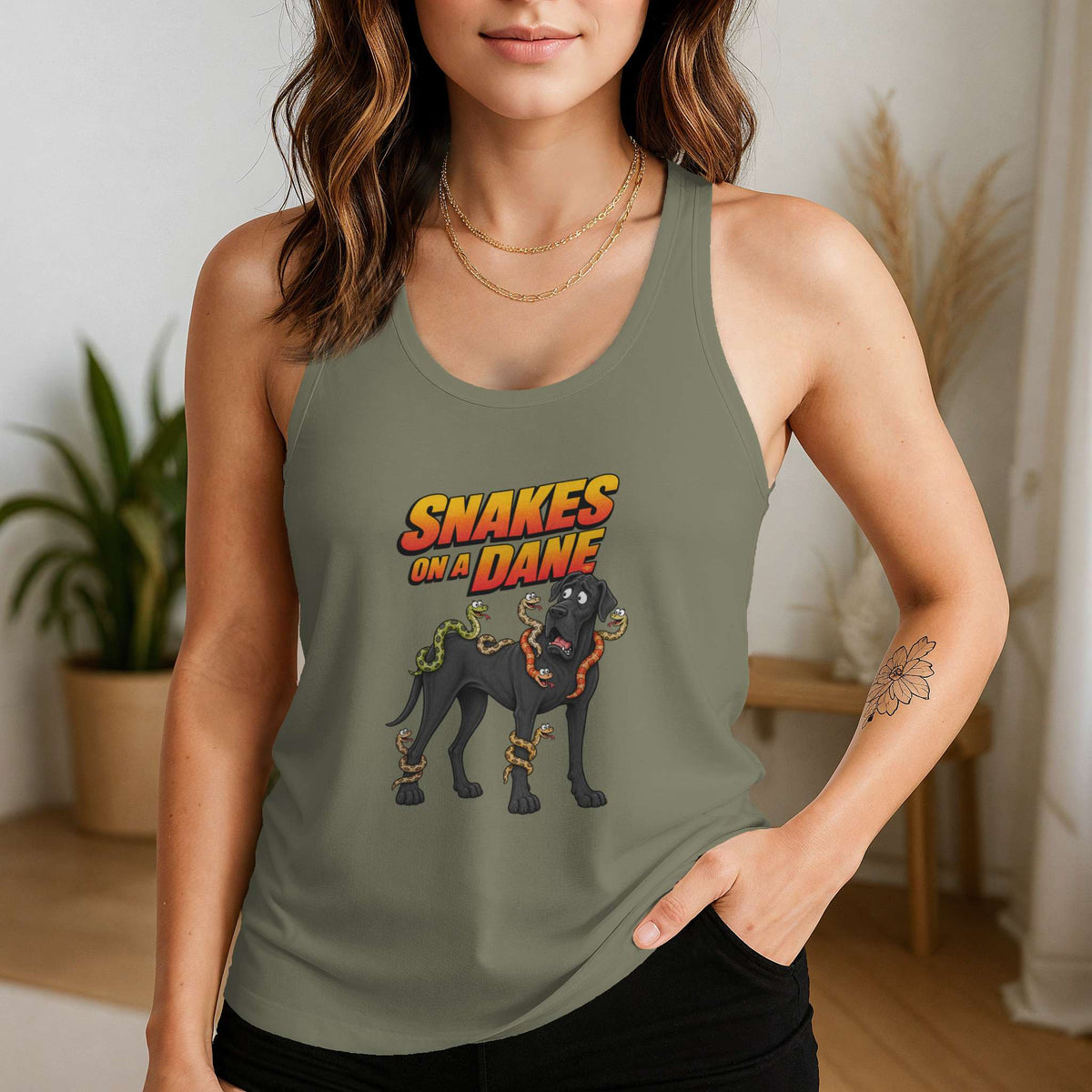 Snakes on a Dane Racerback Tank