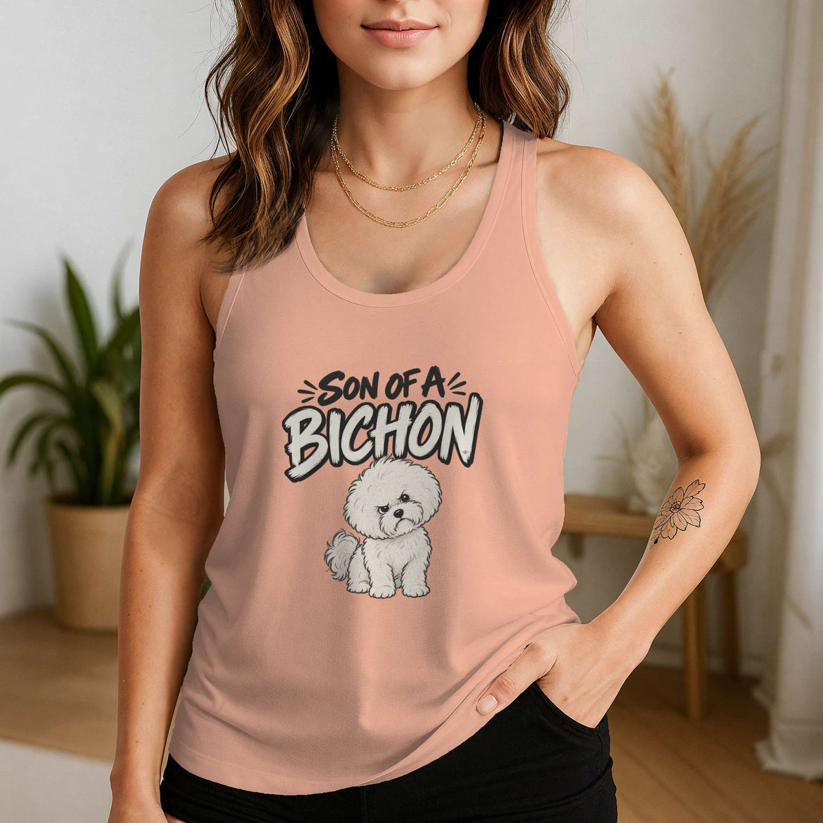 Son of a Bichon Racerback Tank