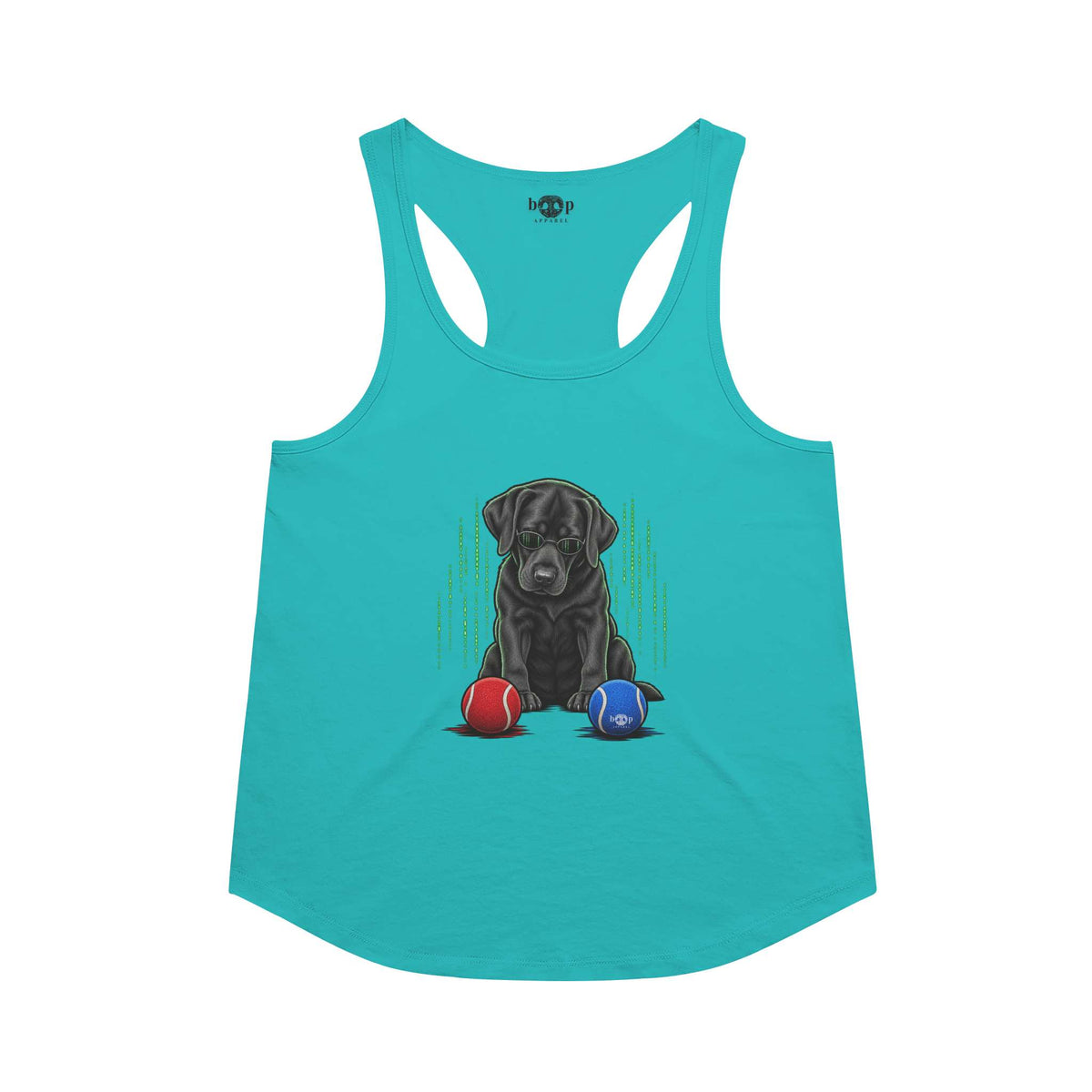 Down the Rabbit Hole Racerback Tank in Tahiti Blue