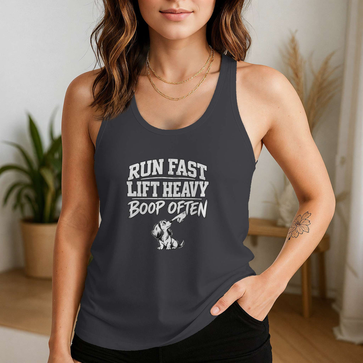Run Fast Lift Heavy Boop Often Racerback Tank