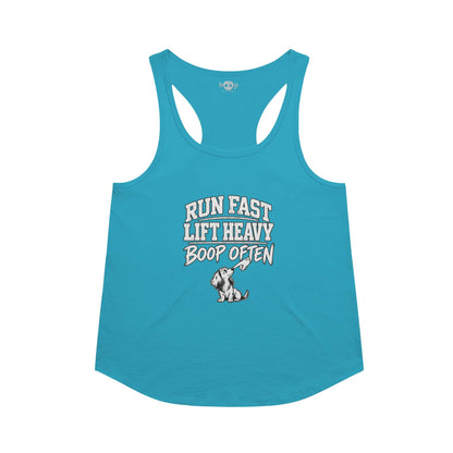 Run Fast. Lift Heavy. Boop Often. Racerback Tank in Vintage Turquoise