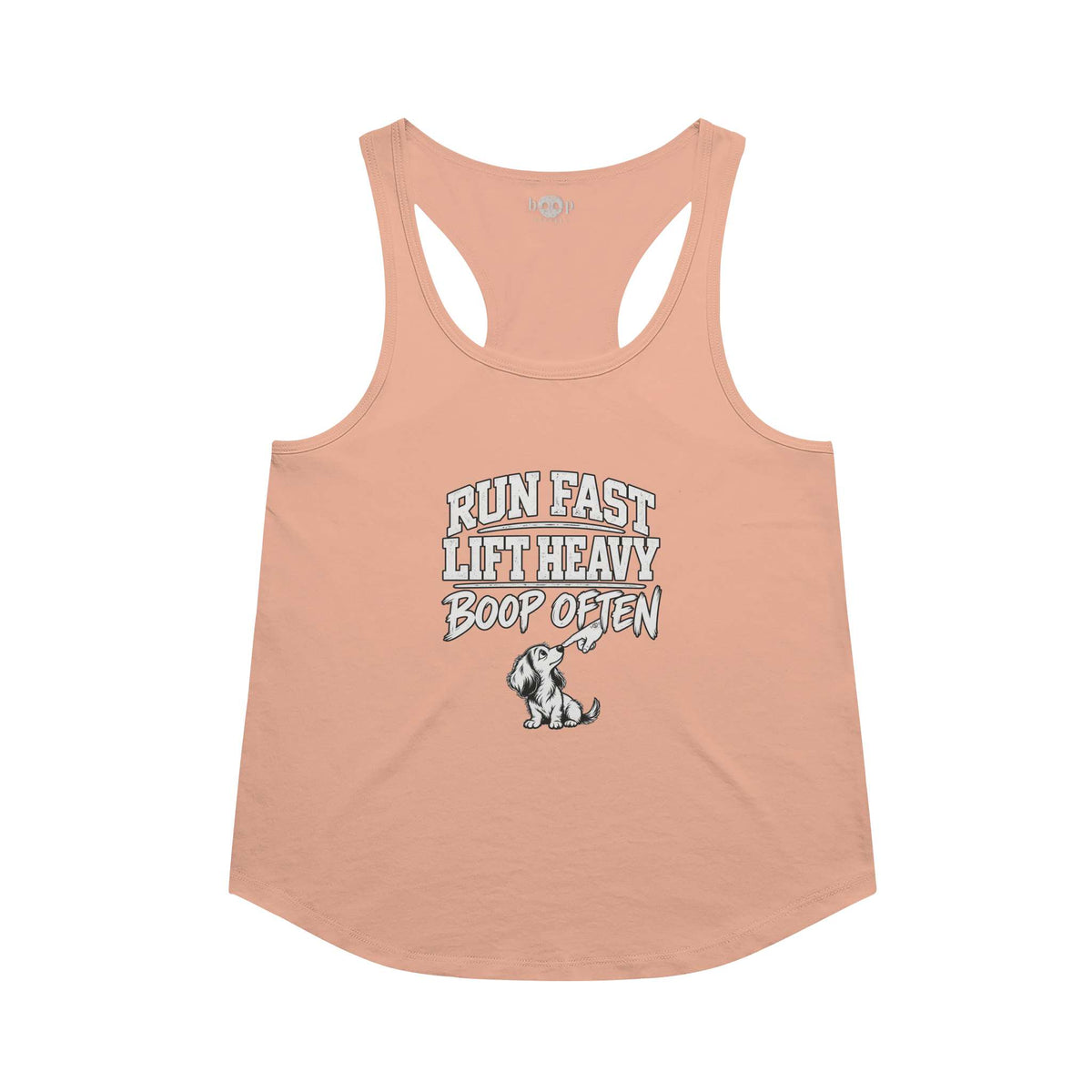 Run Fast. Lift Heavy. Boop Often. Racerback Tank in Vintage Light Orange