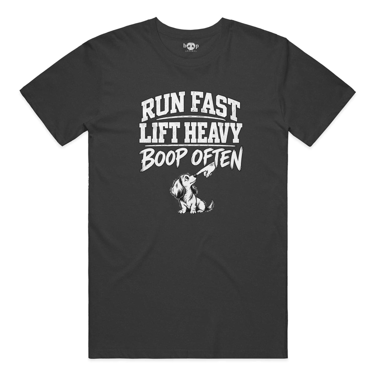 Run Fast. Lift Heavy. Boop Often. Performance T in Charcoal Black Triblend