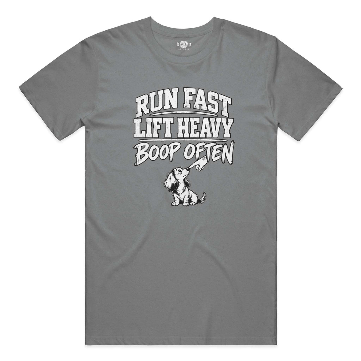 Run Fast. Lift Heavy. Boop Often. Performance T in Grey Triblend