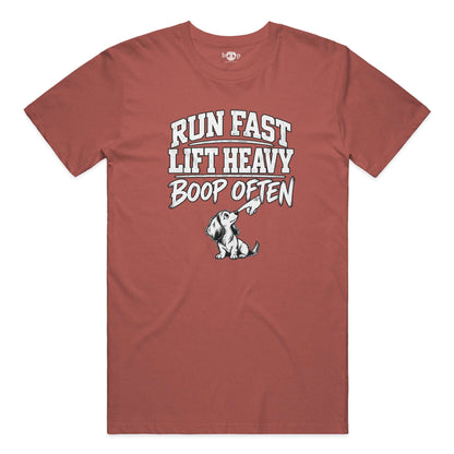 Run Fast. Lift Heavy. Boop Often. Performance T in Clay Triblend