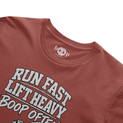 Run Fast. Lift Heavy. Boop Often. Performance T in Clay Triblend, alternate view 2