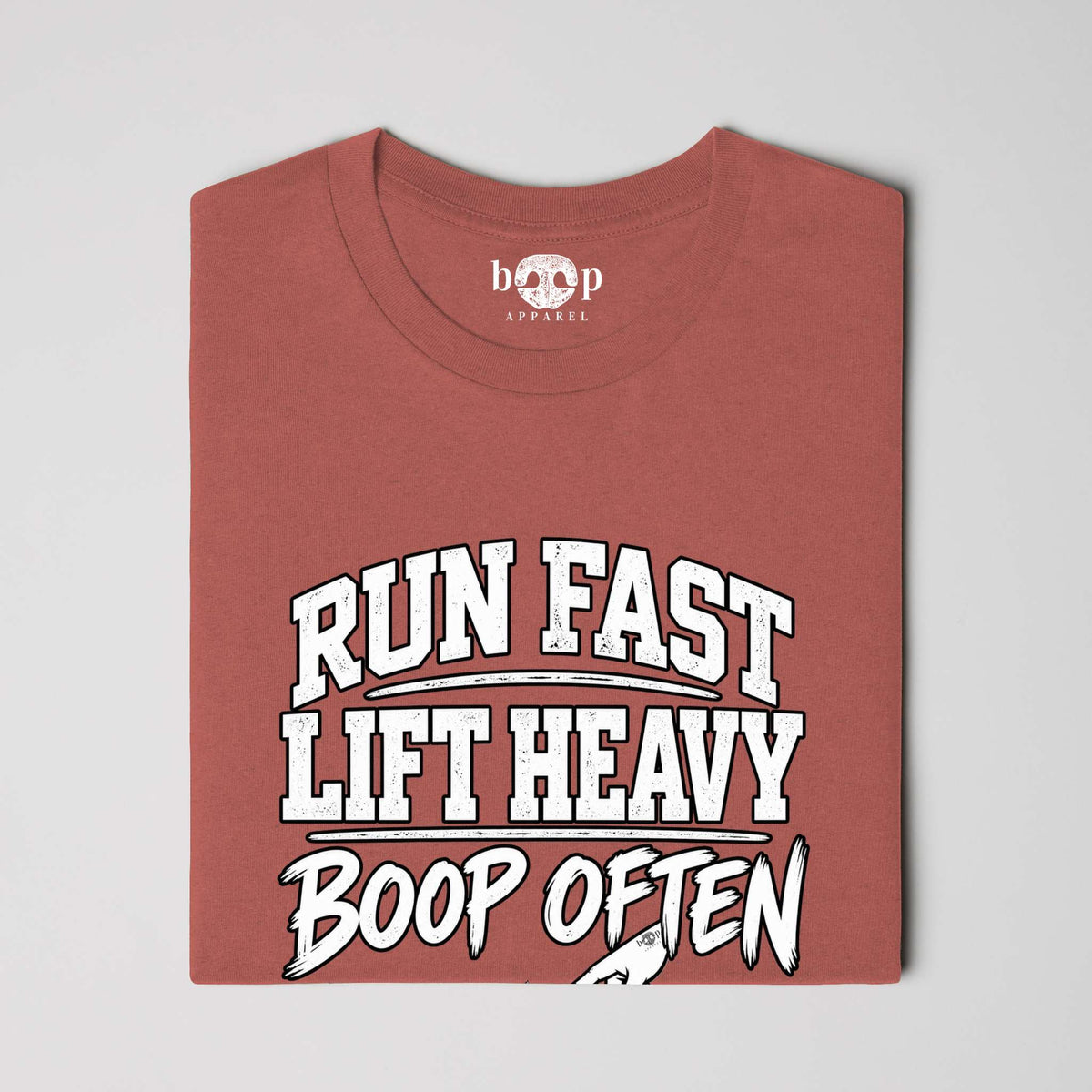 Run Fast. Lift Heavy. Boop Often. Performance T in Clay Triblend, alternate view 1