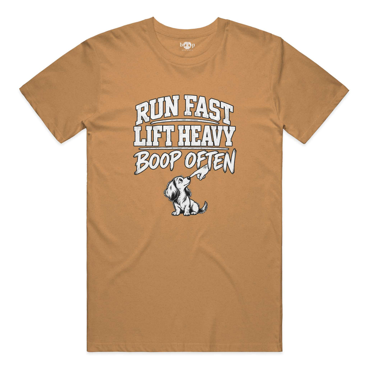 Run Fast. Lift Heavy. Boop Often. Everyday T in Heather Autumn