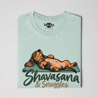 Shavasana and Snuggles Performance T in Dusty Blue Triblend, alternate view 2