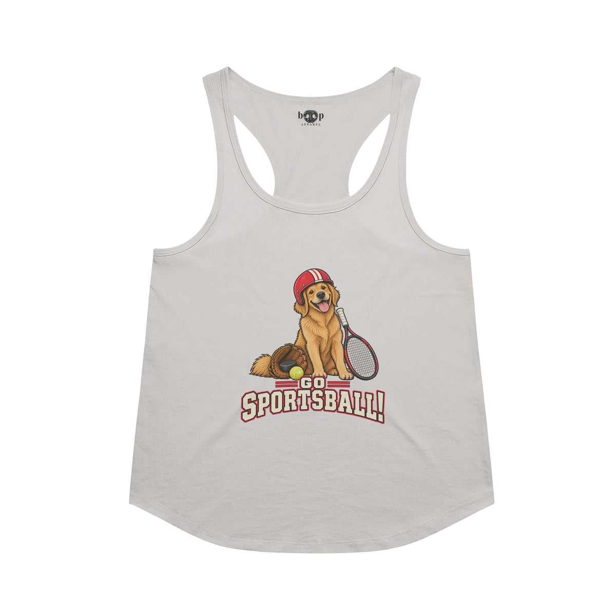 Go Sportsball Racerback Tank in Heather White