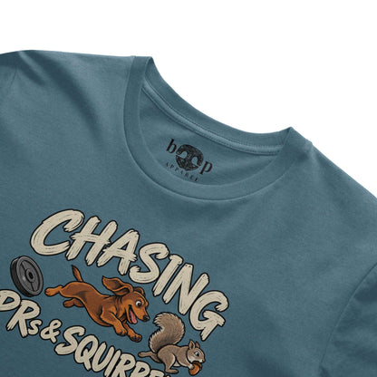 Chasing PRs and Squirrels Performance T in Solid Slate Triblend, alternate view 2