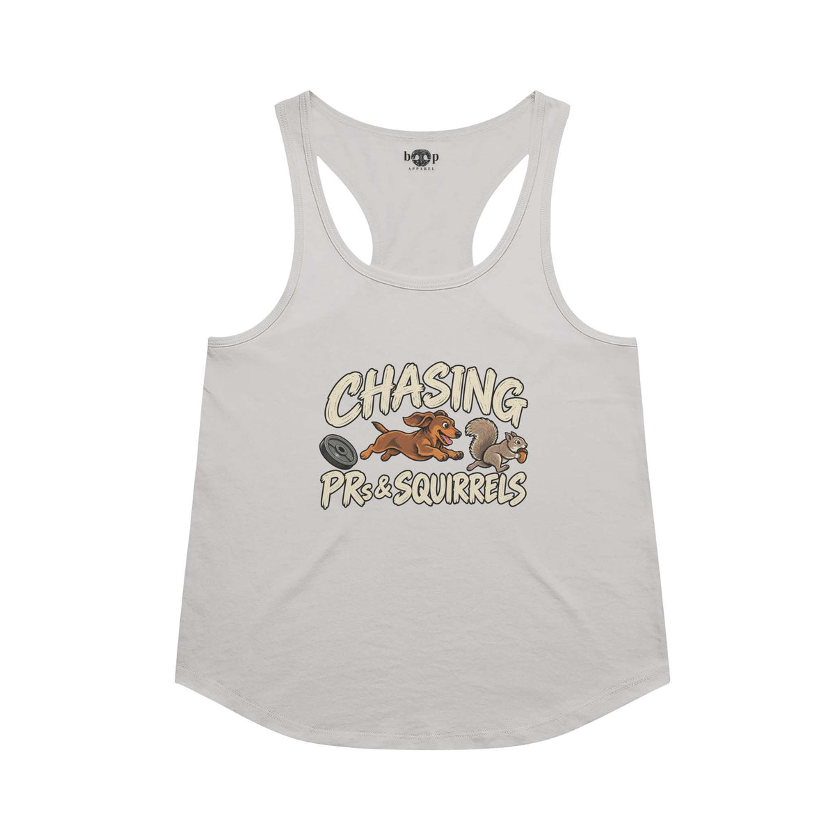 Chasing PRs and Squirrels Racerback Tank
