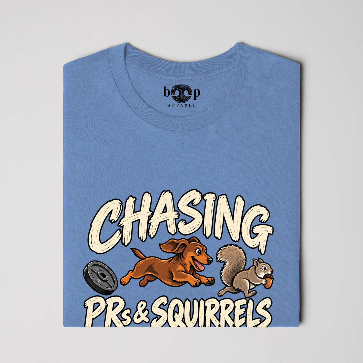 Chasing PRs and Squirrels Everyday T in Heather Columbia Blue, alternate view 3