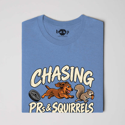 Chasing PRs and Squirrels Everyday T in Heather Columbia Blue, alternate view 3