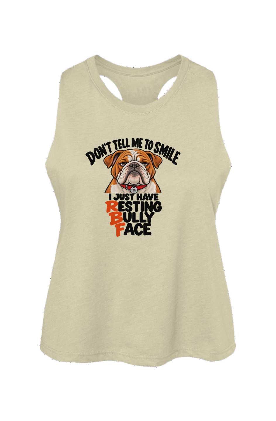 Resting Bully Face Crop Tank in Heather French Vanilla