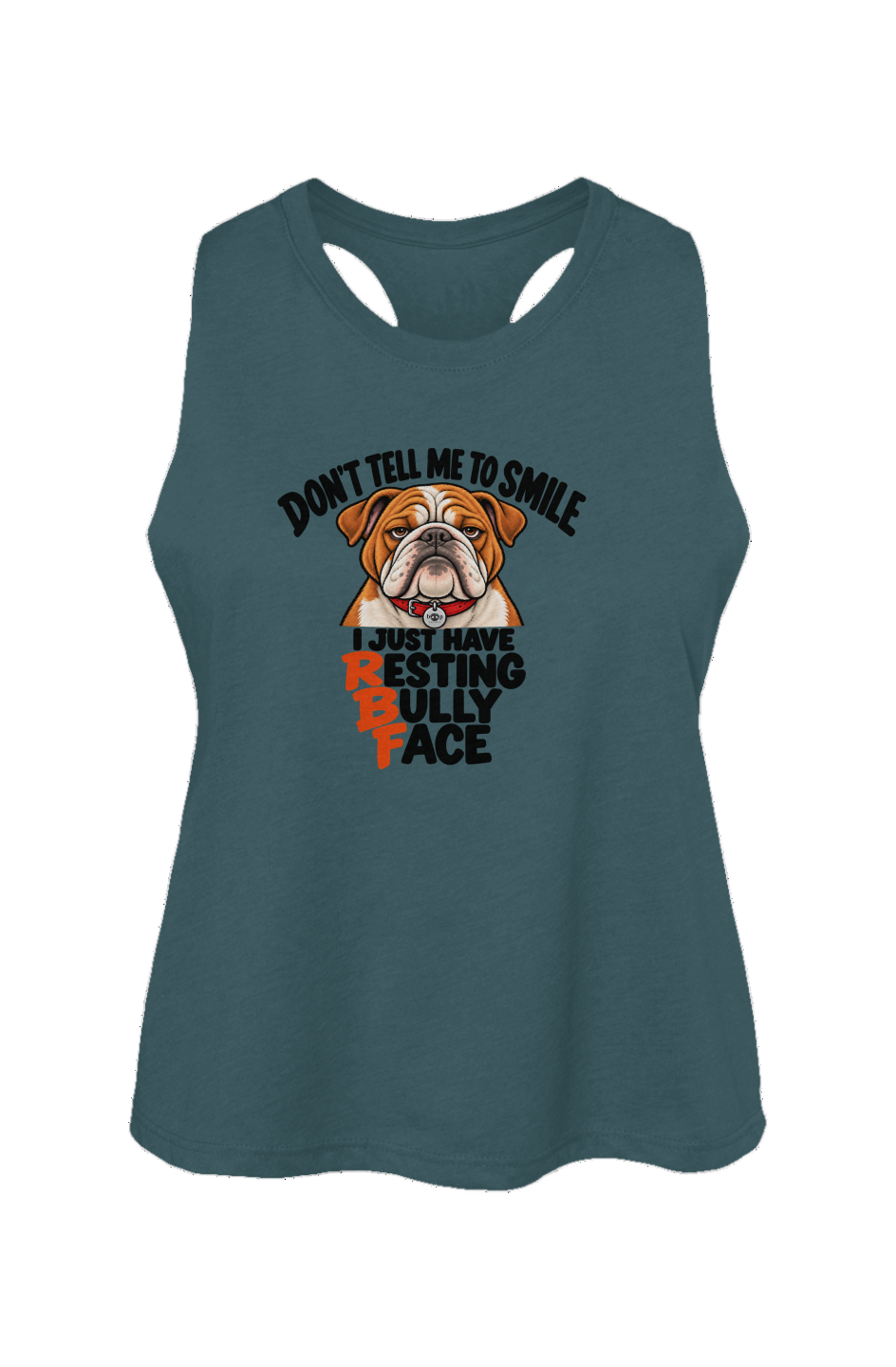 Resting Bully Face Crop Tank in Heather Deep Teal