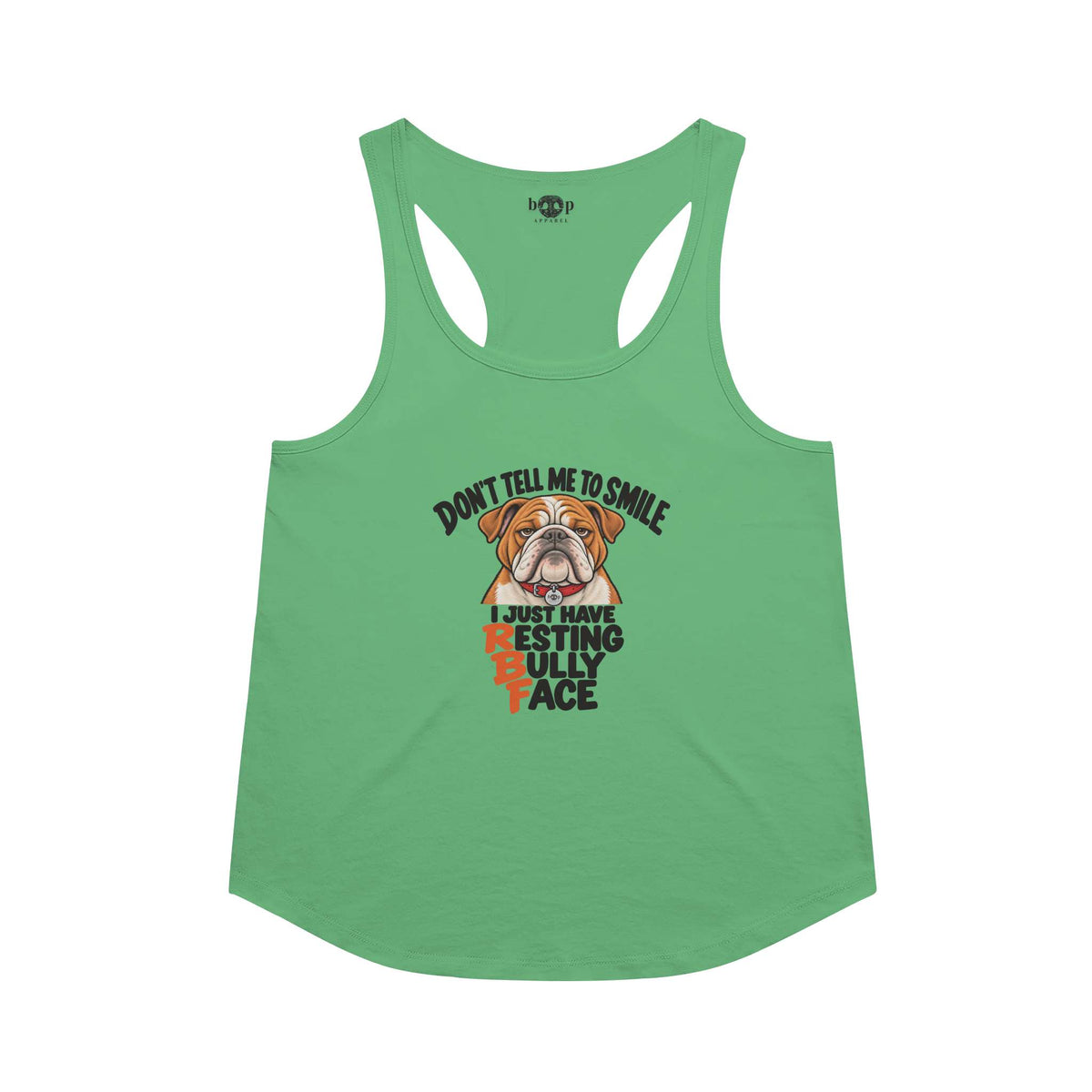 Resting Bully Face Racerback Tank in Envy