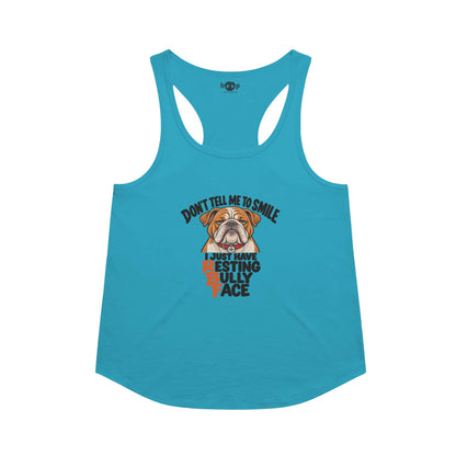 Resting Bully Face Racerback Tank in Vintage Turquoise