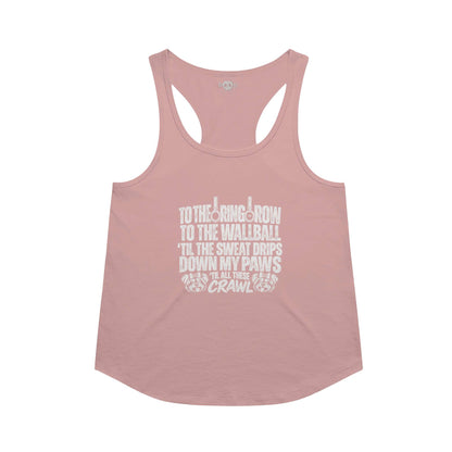 Sweat Drips Down My Paws Racerback Tank in Desert Pink
