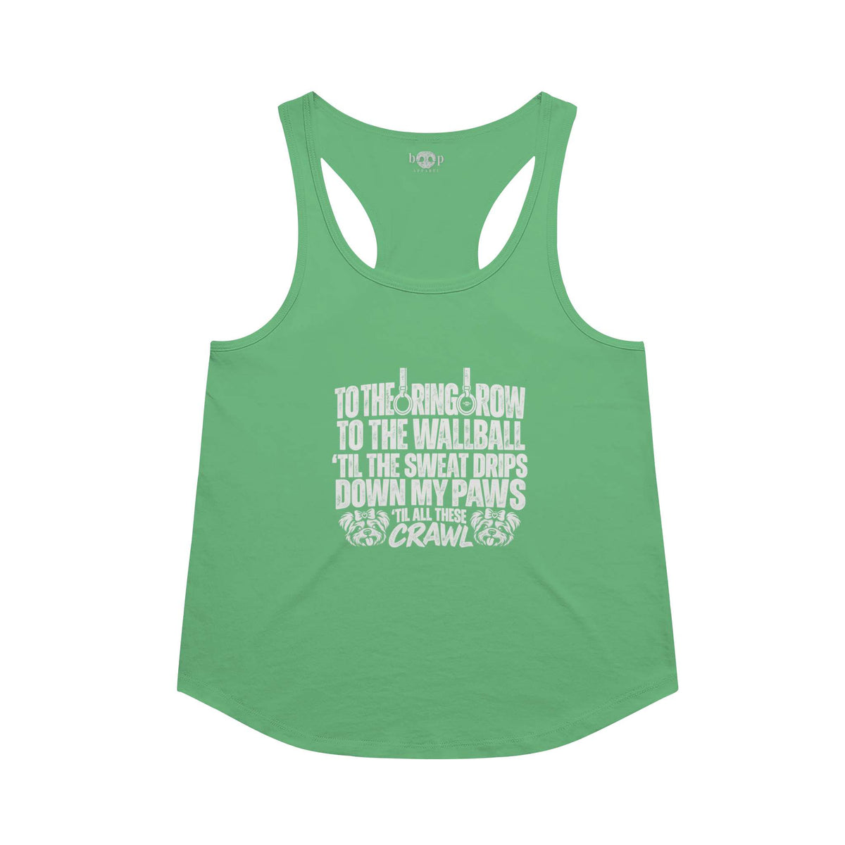 Sweat Drips Down My Paws Racerback Tank in Envy