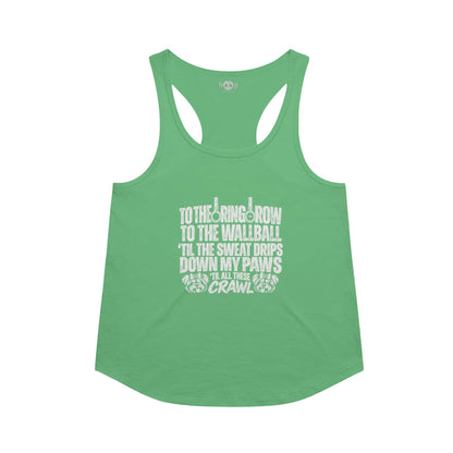 Sweat Drips Down My Paws Racerback Tank in Envy