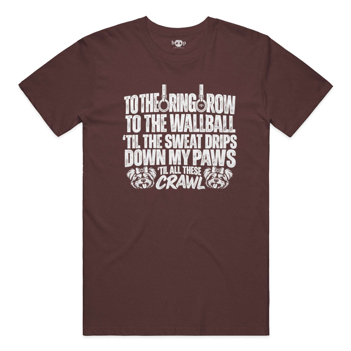 Sweat Drips Down My Paws Everyday T in Heather Cardinal