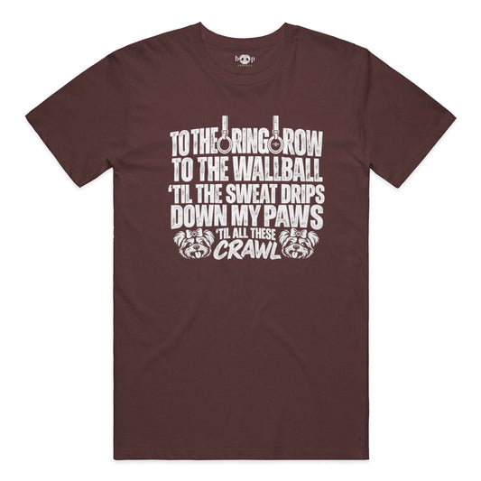 Sweat Drips Down My Paws Everyday T in Heather Cardinal