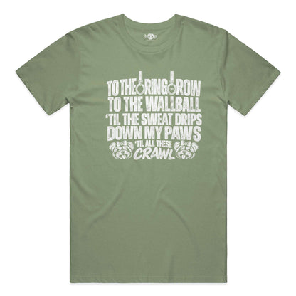 Sweat Drips Down My Paws Performance T in Military Green Triblend